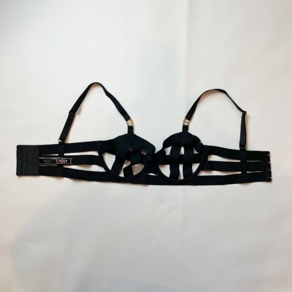 NWOT Victoria's Secret Bra 32C Unlined Balconet Strappy Banded Black B1436 - Picture 4 of 8